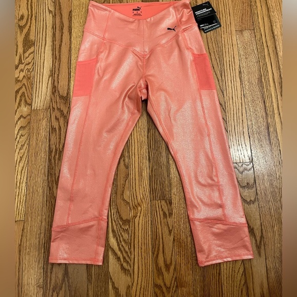 NWT Puma Women’s Dry Cell Performance Leggings Size M Metallic Peach - Picture 1 of 6